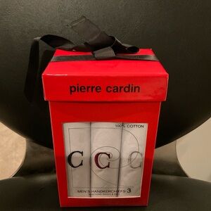 Pierre Cardin Red Boxed Men's Handkerchiefs Embroidered Letter C NIB NEW